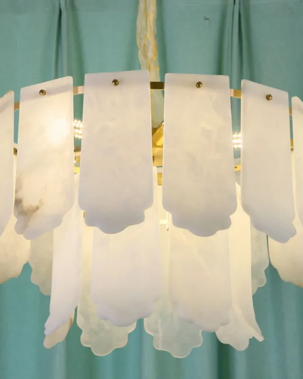 Opale Two-Tier Alabaster Chandelier, 9-Light