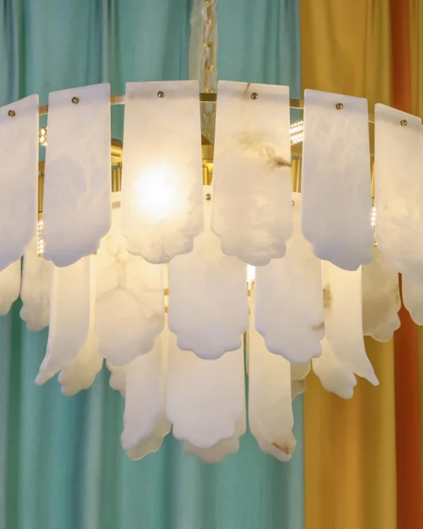 Opale Three-Tier Alabaster Chandelier, 16-Light