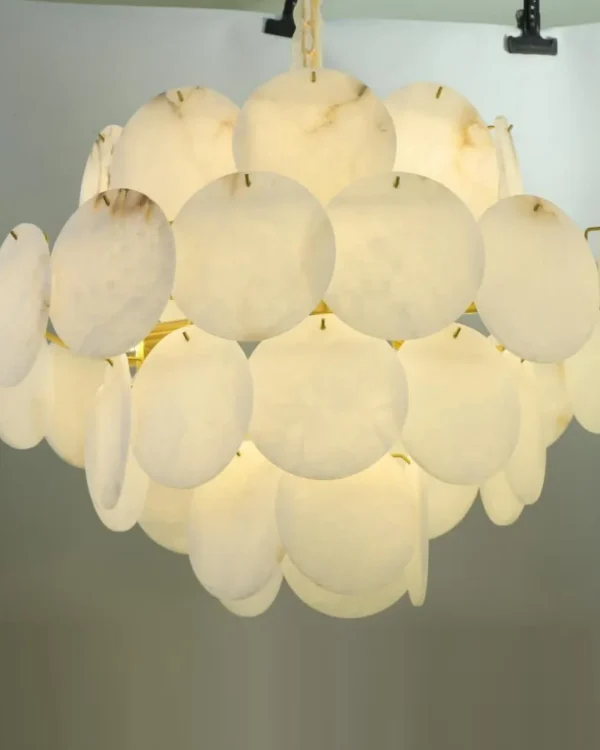 Pierre Four-Tier Alabaster Chandelier, 16-Light × 22" H