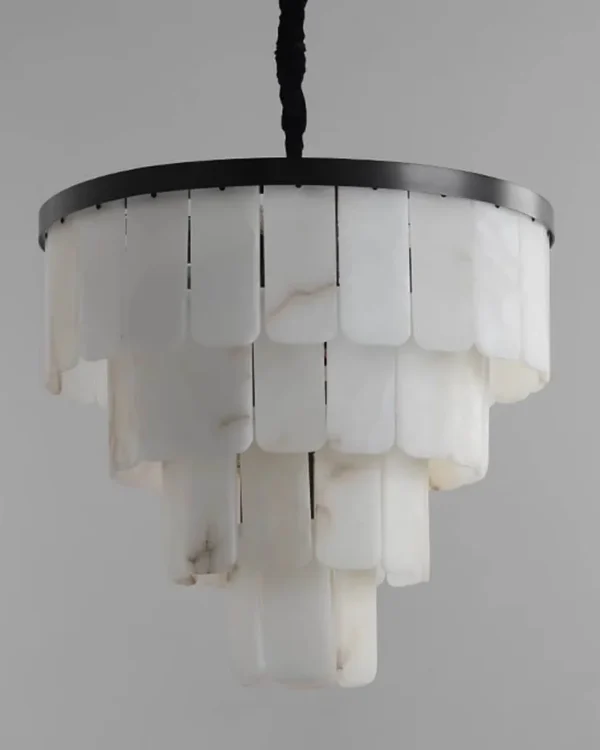 Pierre Four-Tier Alabaster Chandelier II, 16-Light × 22" H