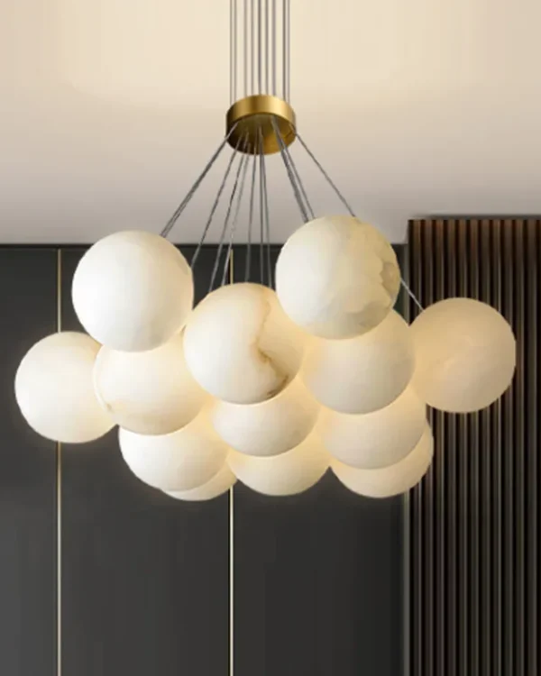 Sable Globe Alabaster Chandelier, 13-Light