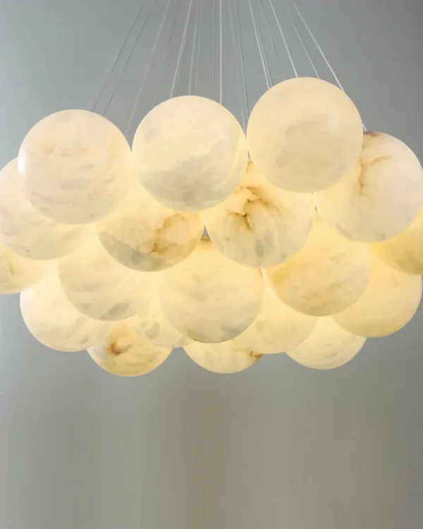 Sable Globe Alabaster Chandelier, 19-Light