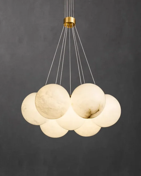 Sable Globe Alabaster Chandelier, 7-Light
