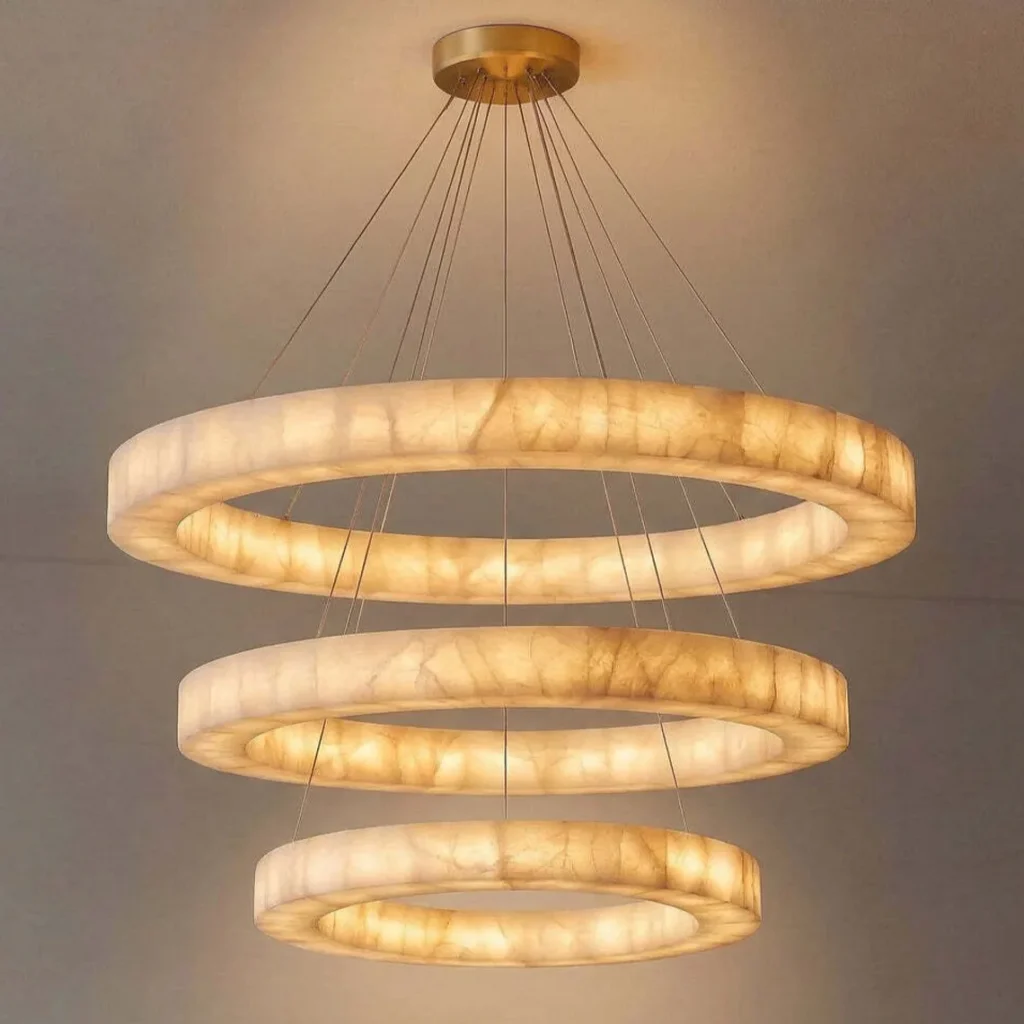 Voile Round Alabaster Chandelier