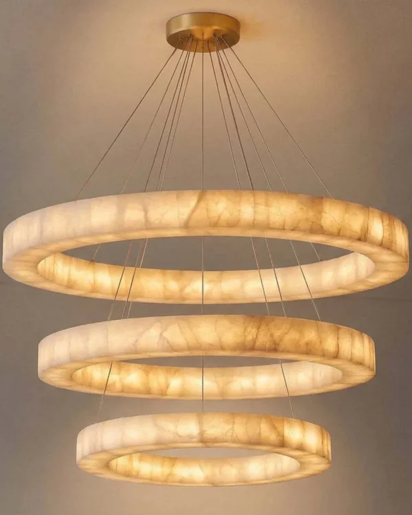 Voile Round Alabaster Chandelier