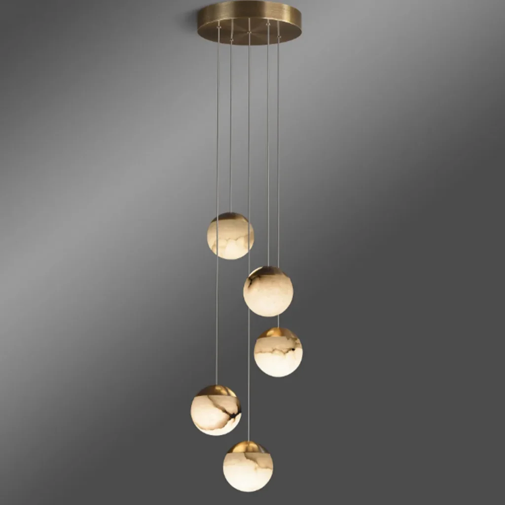 Voile Globe Alabaster Chandelier, 91"