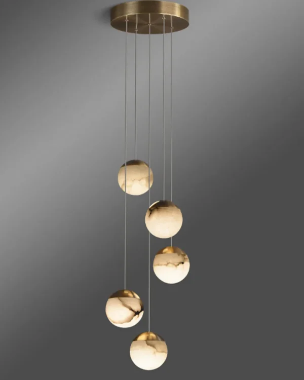 Voile Globe Alabaster Chandelier, 91"