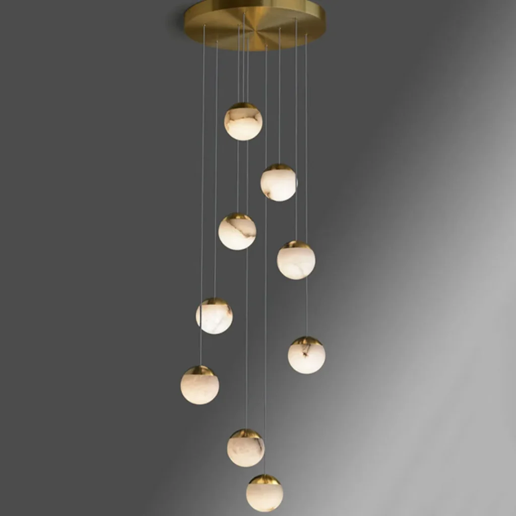 Voile Globe Alabaster Chandelier, 161"