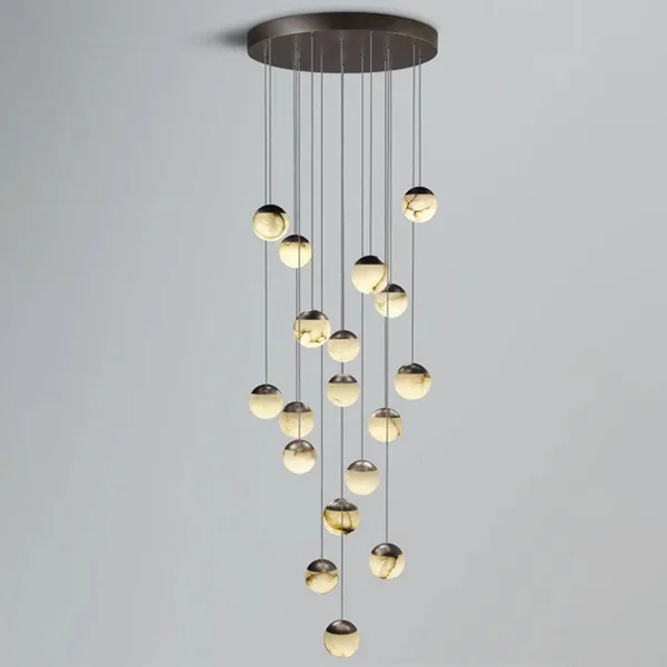 Voile Globe Alabaster Chandelier, 220"