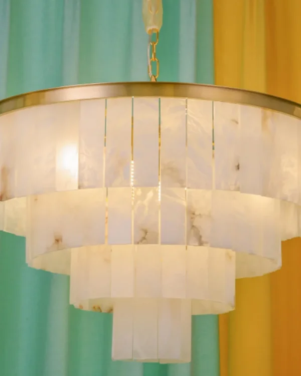 Écume Four-Tier Alabaster Chandelier, 16-Light