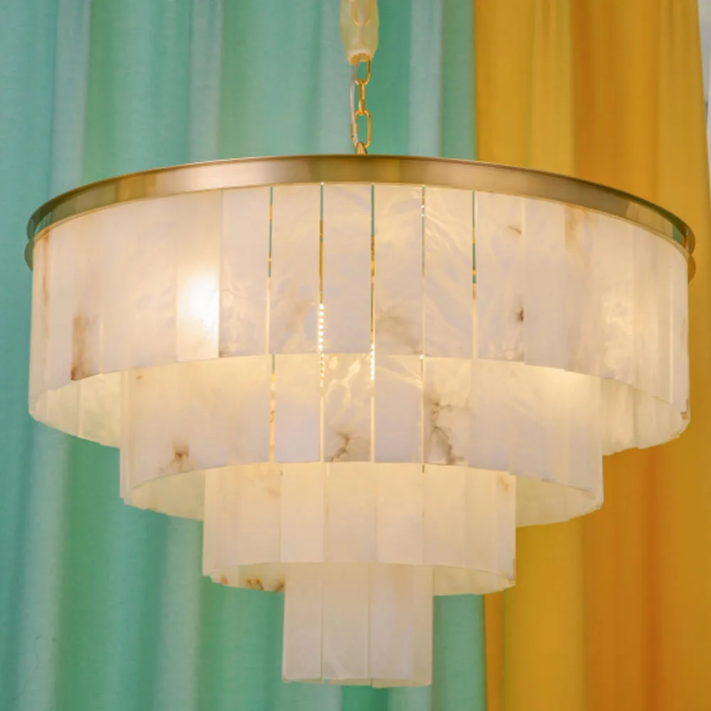 Écume Four-Tier Alabaster Chandelier, 16-Light
