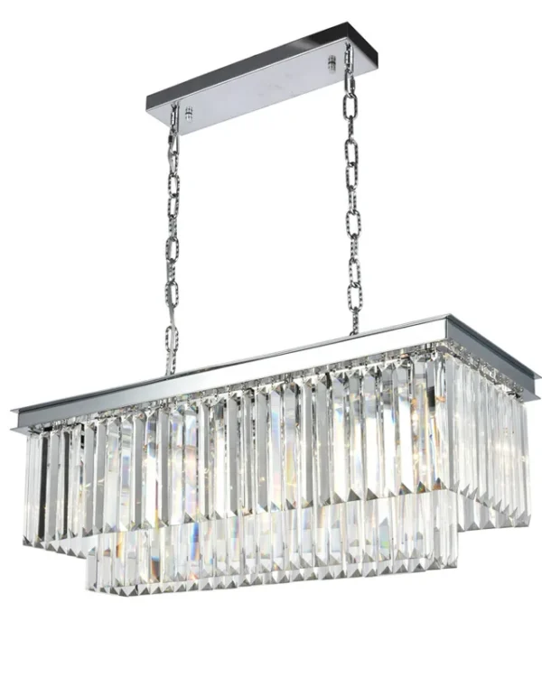 Altair Linear Crystal 8-Light Chandelier, 12" in polished chrome