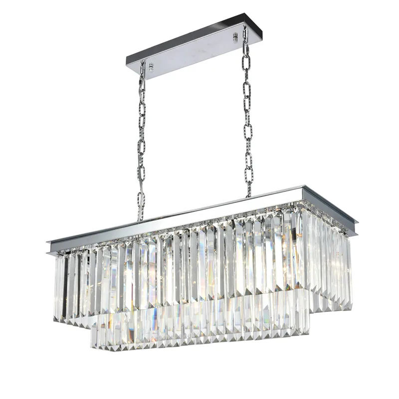 Altair Linear Crystal 8-Light Chandelier, 12" in polished chrome
