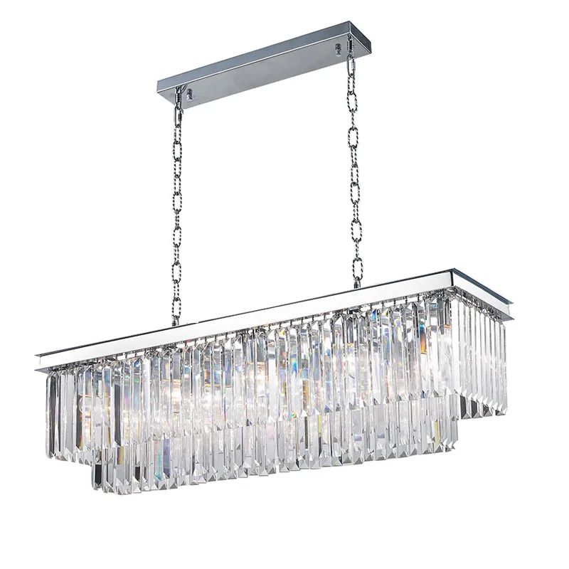 Altair Linear Crystal 10-Light Chandelier, 12" in polished chrome