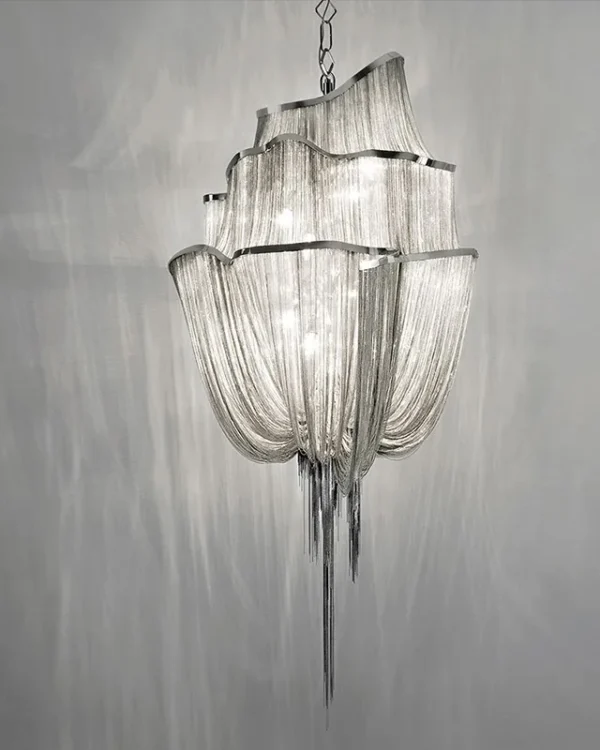 Anneau Iron Chandelier, 26" in polished chrome