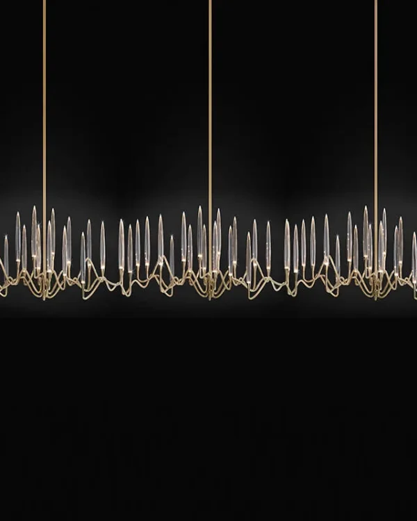 Arc Linear Glass Chandelier, 13" in gold