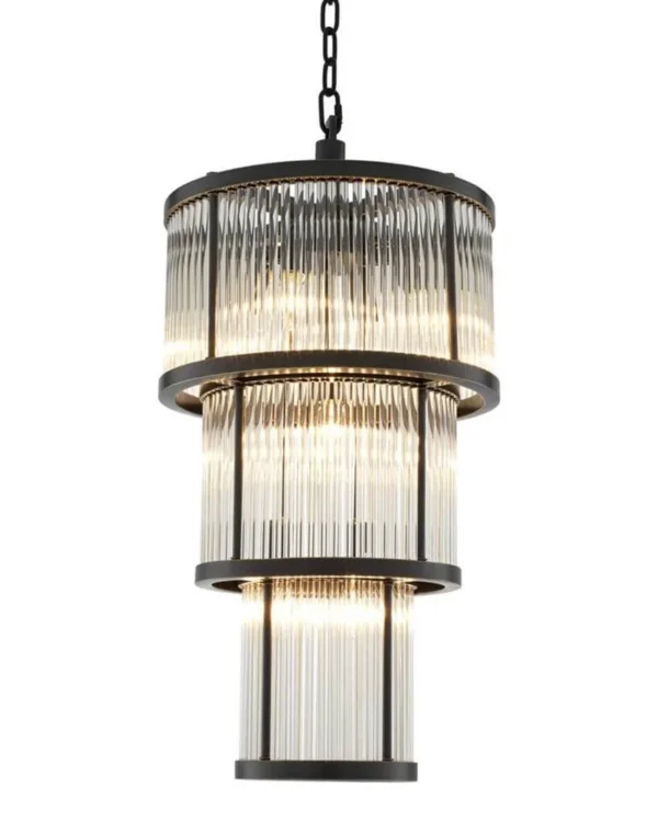 Boucle Glass Chandelier, 15" in bronze