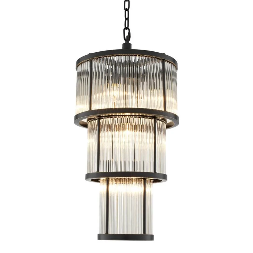 Boucle Glass Chandelier, 15" in bronze