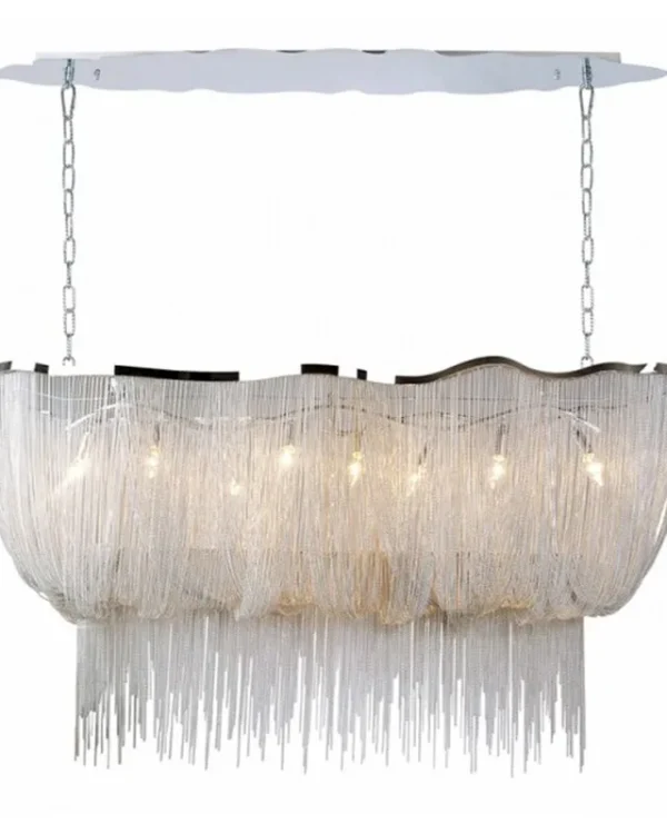 Boucle Oval Iron Chandelier, 18" in polished chrome