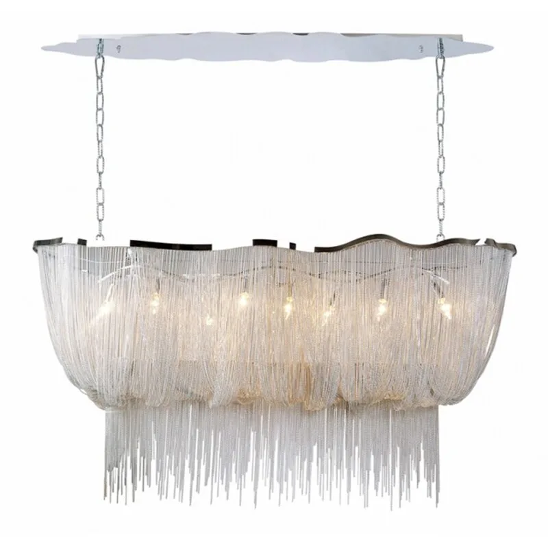 Boucle Oval Iron Chandelier, 18" in polished chrome
