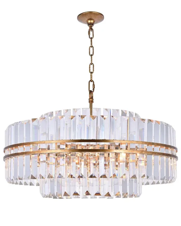 Boucle Crystal Chandelier, 27" in gold