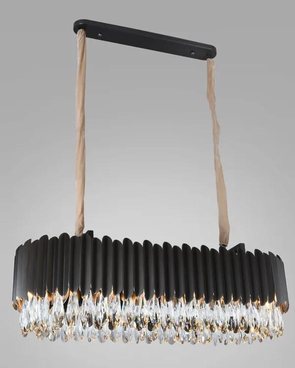 Cascade Linear Crystal 18-Light Chandelier, 14" × 14" H in Matte Black in matte black