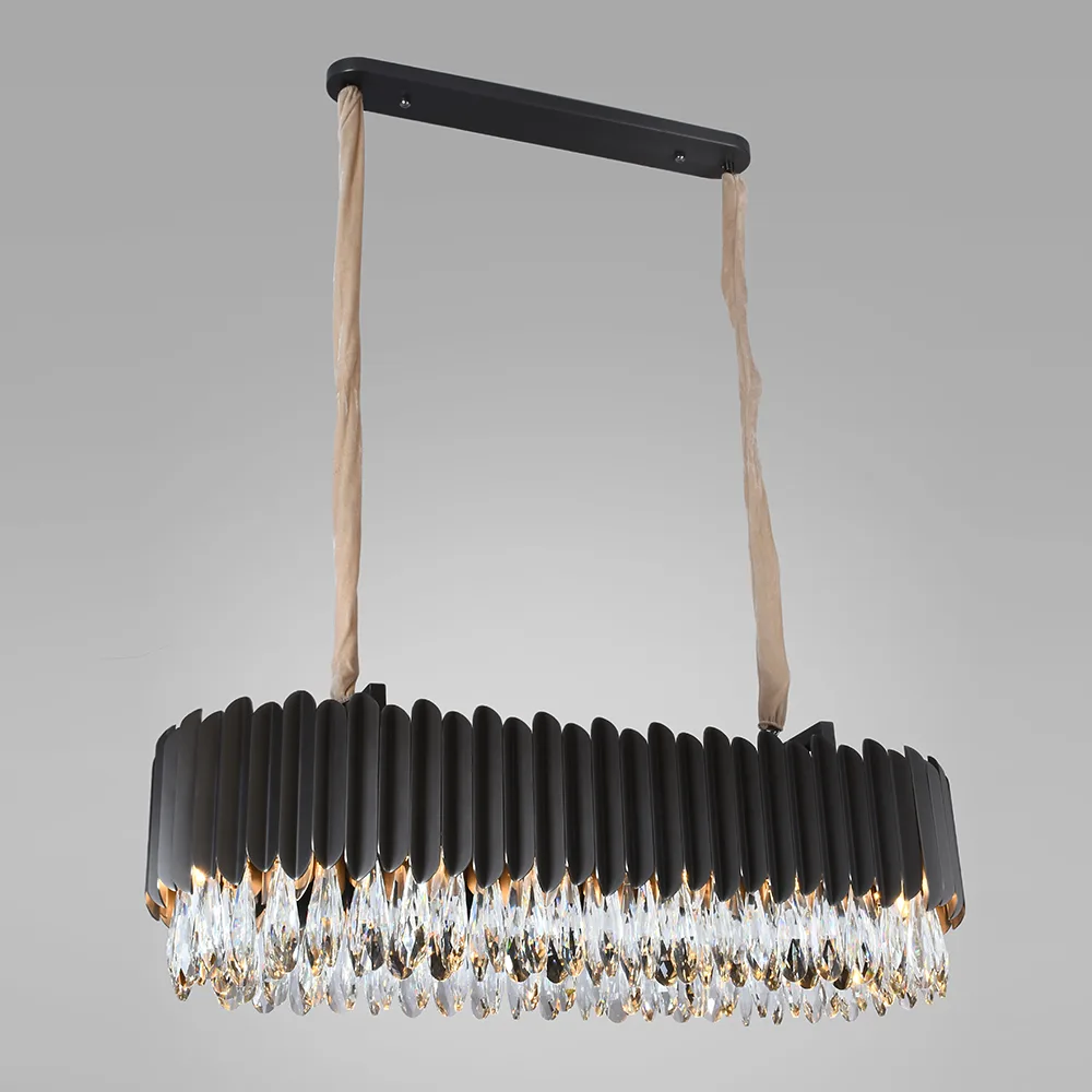 Cascade Linear Crystal 18-Light Chandelier, 14" × 14" H in Matte Black in matte black