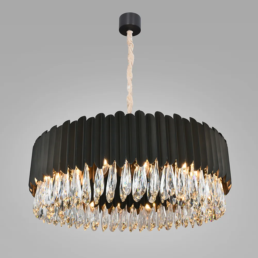 Cascade Crystal Chandelier, 39" in matte black
