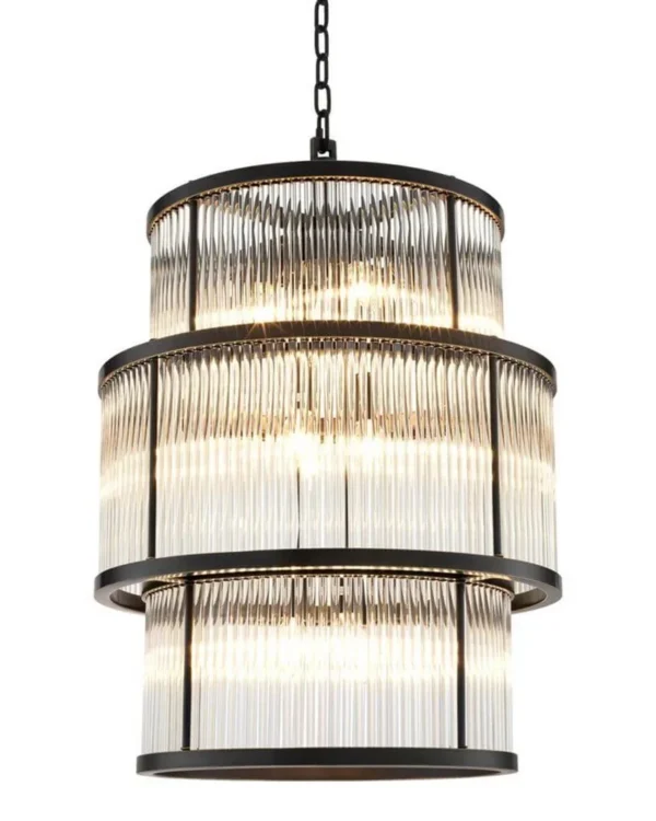 Cirrus Glass Chandelier, 22" in bronze