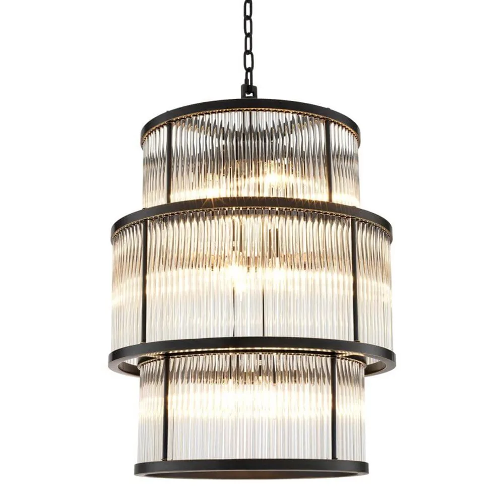 Cirrus Glass Chandelier, 22" in bronze