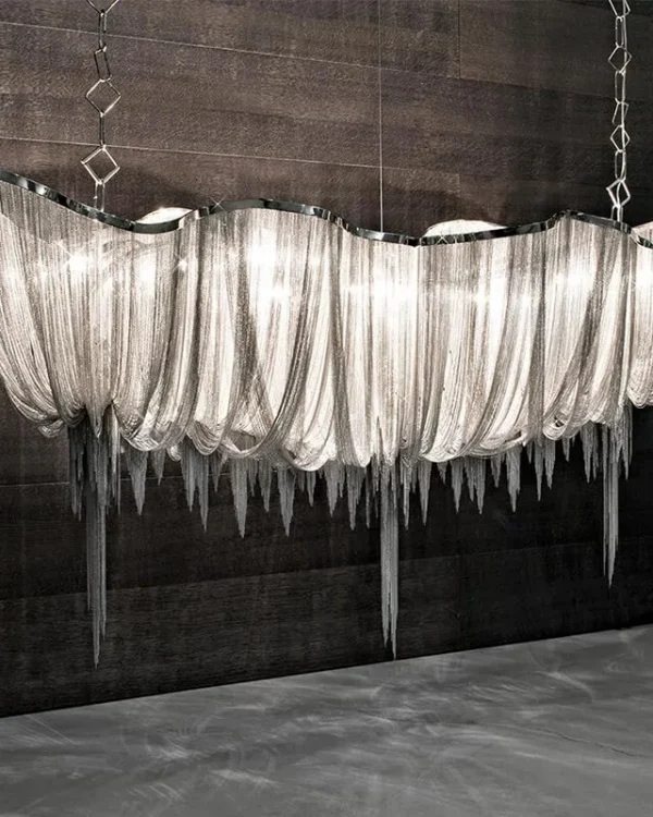 Courbe Iron Chandelier, 12" in polished chrome