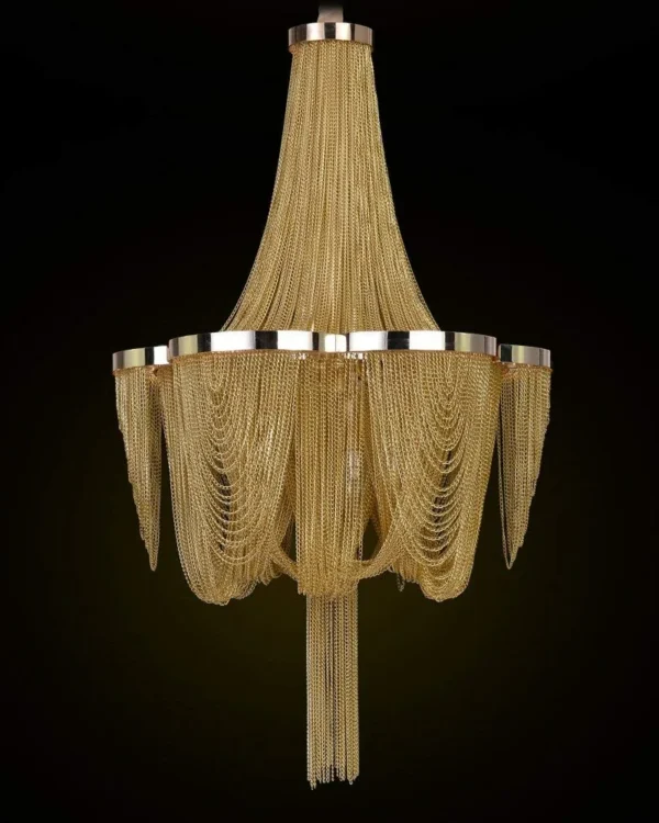 Courbe Iron Chandelier, 20" in gold