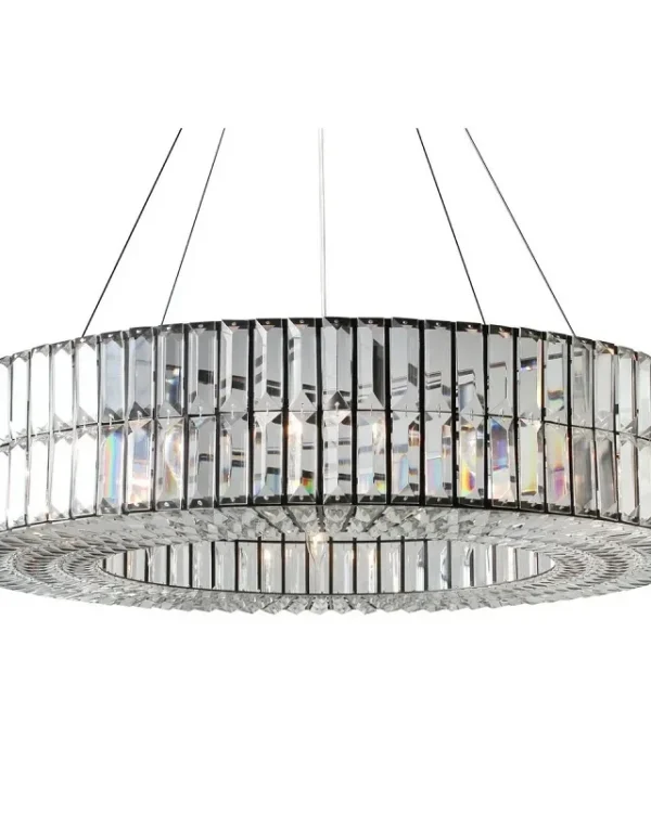 Courbe Round Crystal Chandelier, 37" in black
