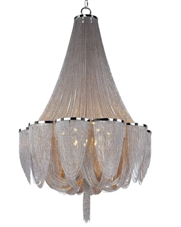 Flux Iron Chandelier, 34" in polished chrome