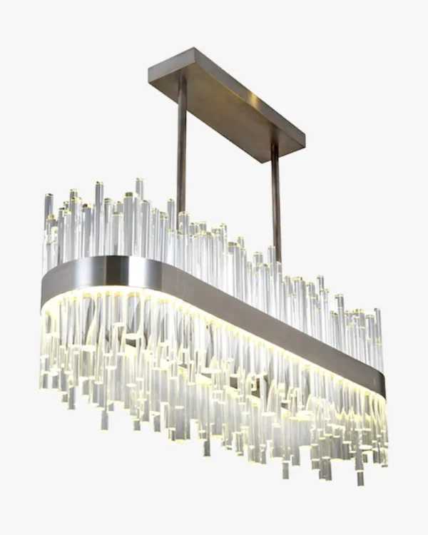 Forge Oval Glass Chandelier, 11" in brushed nickel
