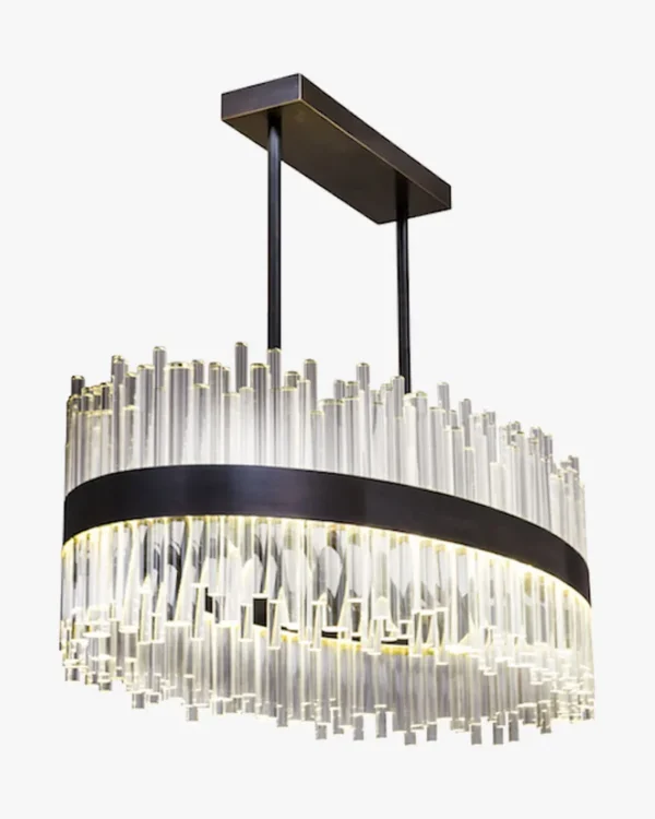 Forge Oval Glass Chandelier, 22" in bronze