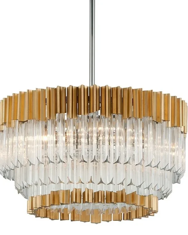 Forge Glass Chandelier, 26" in gold