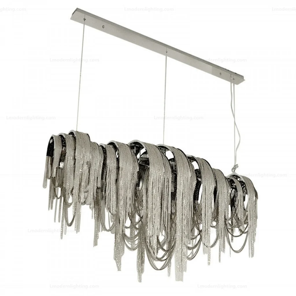 Horizon Linear Iron Chandelier, 10-Light in polished chrome