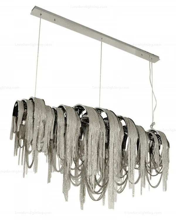 Horizon Linear Iron Chandelier, 10-Light in polished chrome