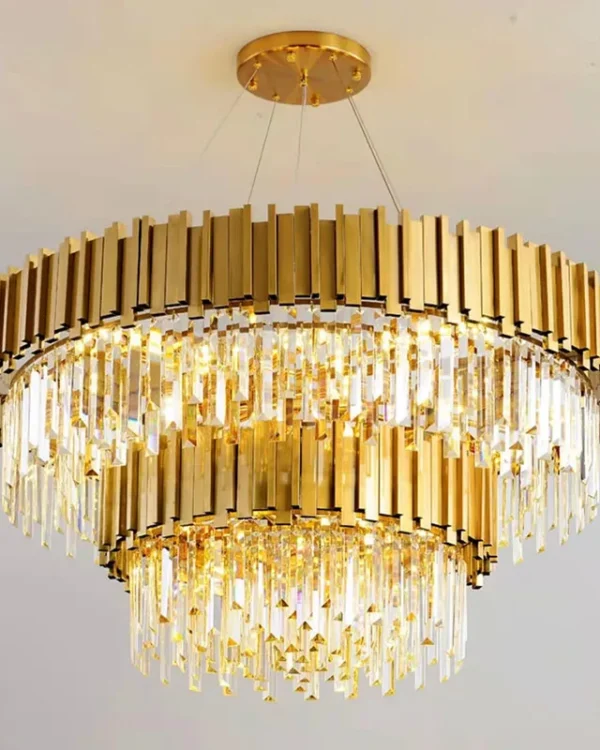 Horizon Two-Tier Crystal Chandelier, 31" in gold