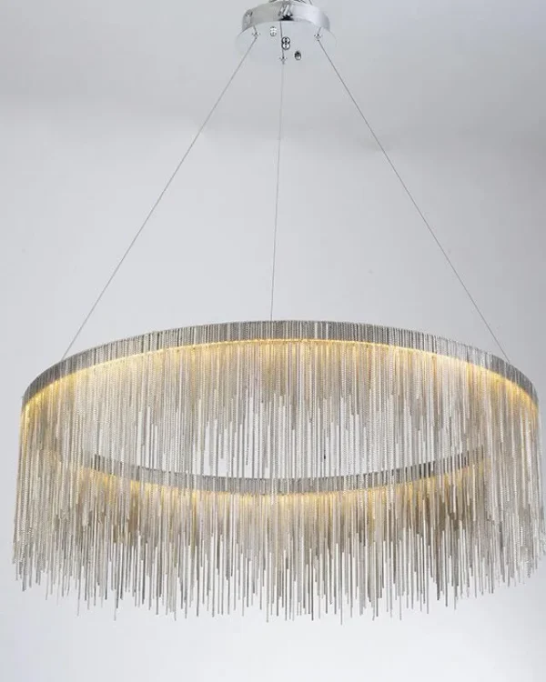 Ligne Iron Chandelier, 24" in polished chrome