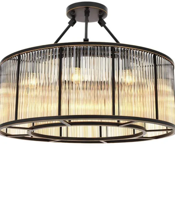 Ligne Glass Chandelier, 31" in bronze