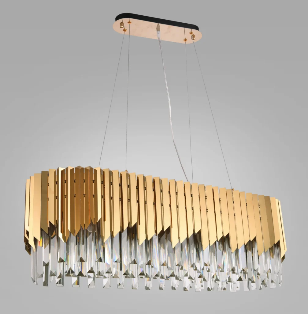 Lumen Crystal Chandelier, 12" in gold