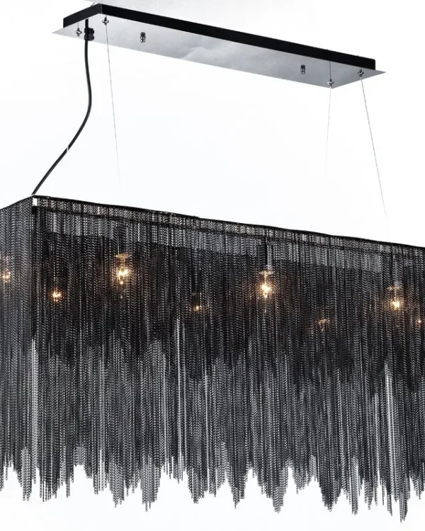 Lyra Linear Iron Chandelier, 8" in black