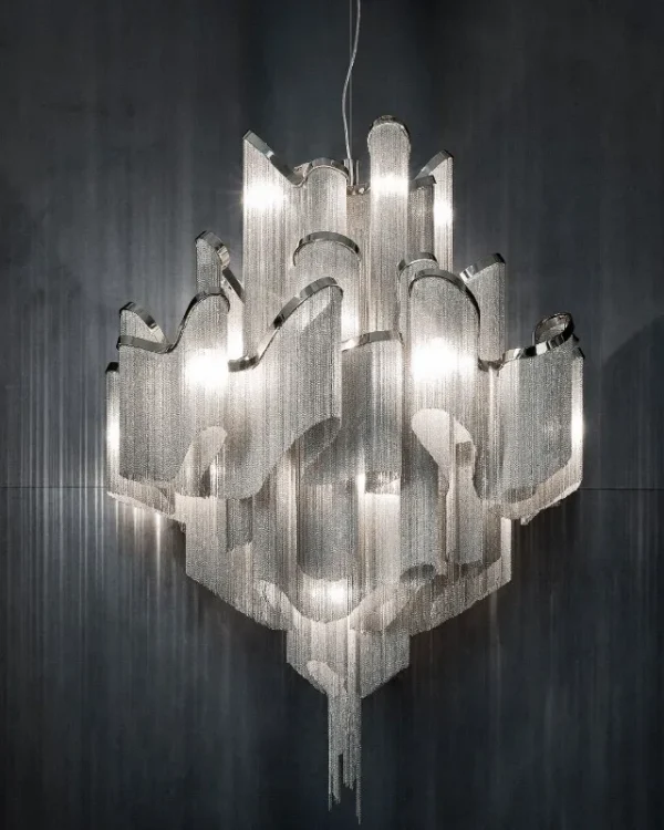Méridien Iron Chandelier, 31" in polished chrome
