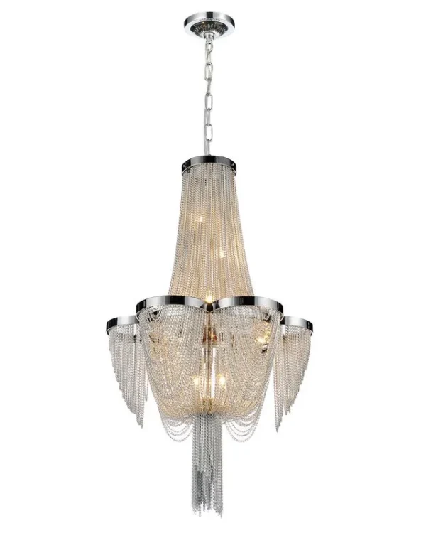Météore Iron Chandelier, 14" in polished chrome