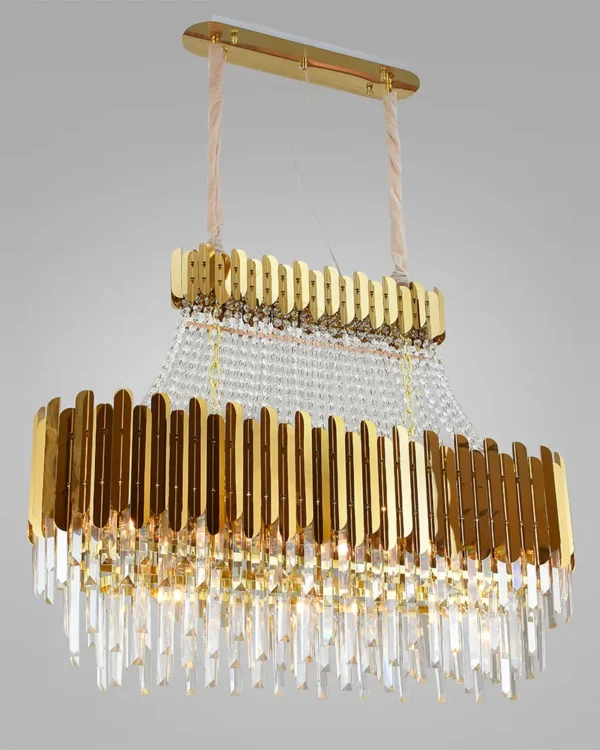 Nimbus Linear Crystal Chandelier, 11" in gold