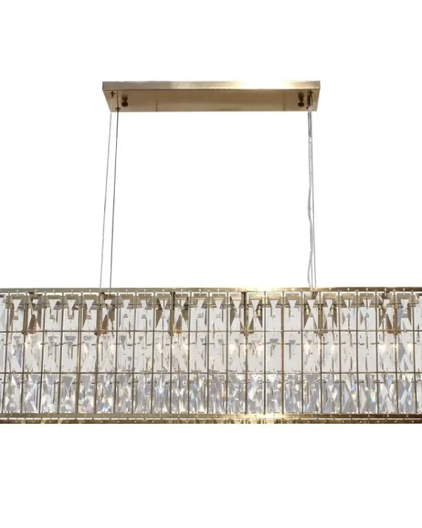 Nuée Linear Crystal Chandelier, 8" in brass