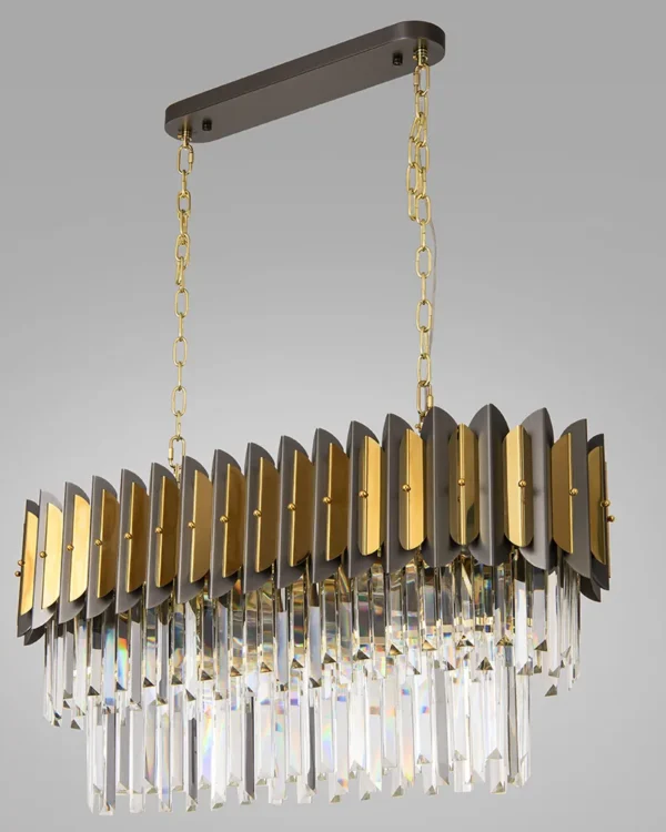 Néon Linear Crystal Chandelier, 13" in gold