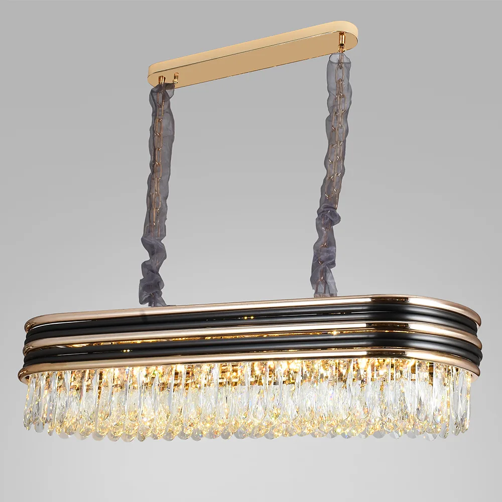 Onde Linear Crystal Chandelier, 13" in black